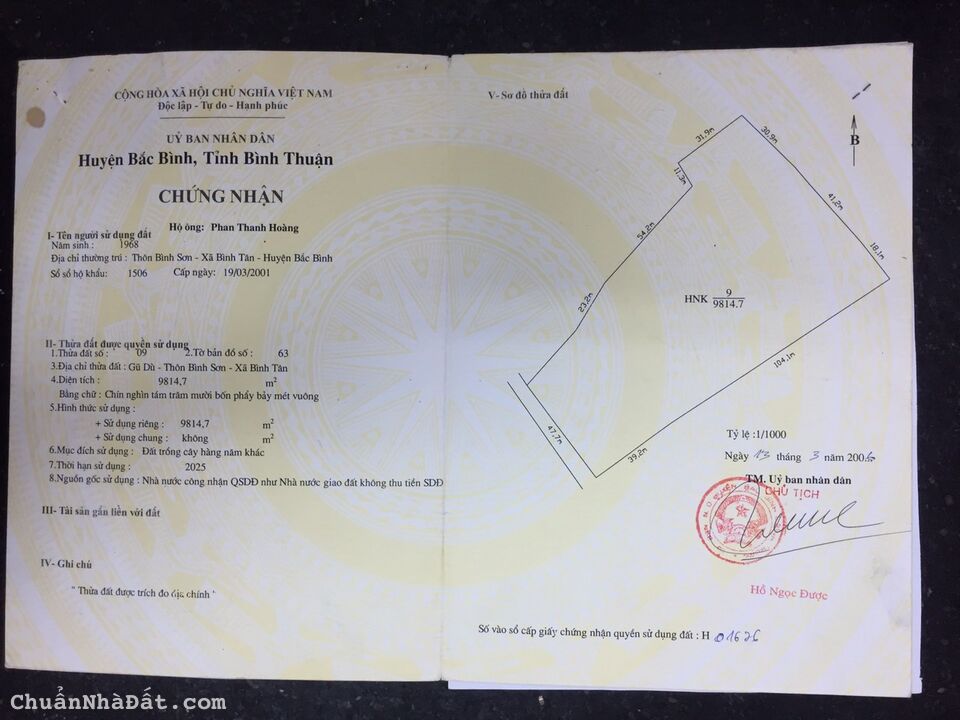 Cần Bán Sổ Mặt Tiền Đường Liên Xã Hiện Hữu Từ UBND Xã Bình Tân , Có Đường Đất