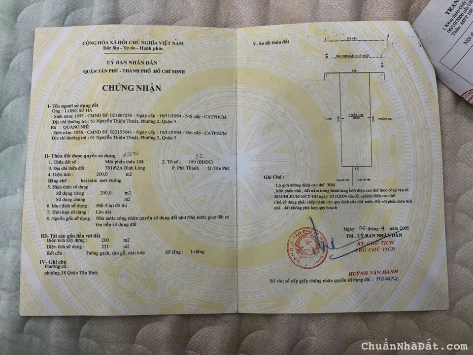 bán biệt thự 1/ đường Bình Long, phường Bình Hưng Hòa, q Bình Tân