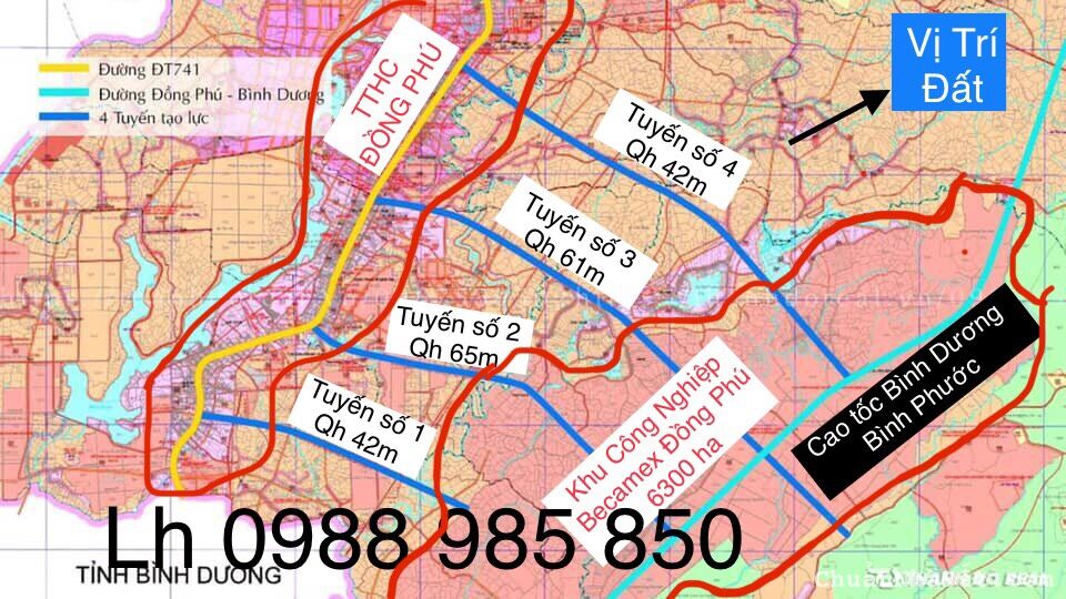 Đất ngay KCN Becamex Đồng Phú 6300ha, sát tuyến đường số 4, Sổ Sẵn, NH hỗ trợ