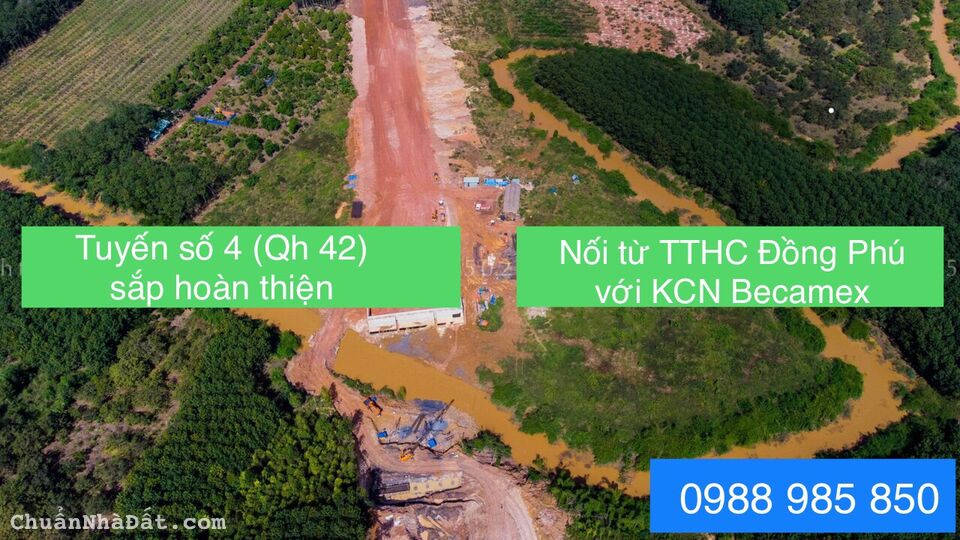 Đất ngay KCN Becamex Đồng Phú 6300ha, sát tuyến đường số 4, Sổ Sẵn, NH hỗ trợ