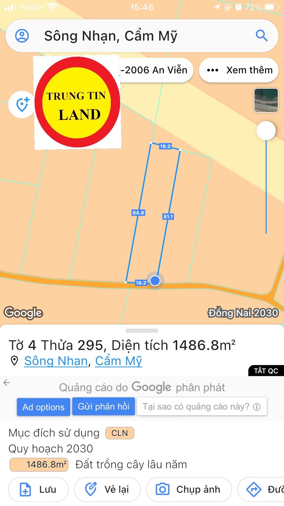 Bán 1,5 Sào Đất  Sông Nhạn , Cẩm Mỹ 1,7 Tỷ/ Sào. 