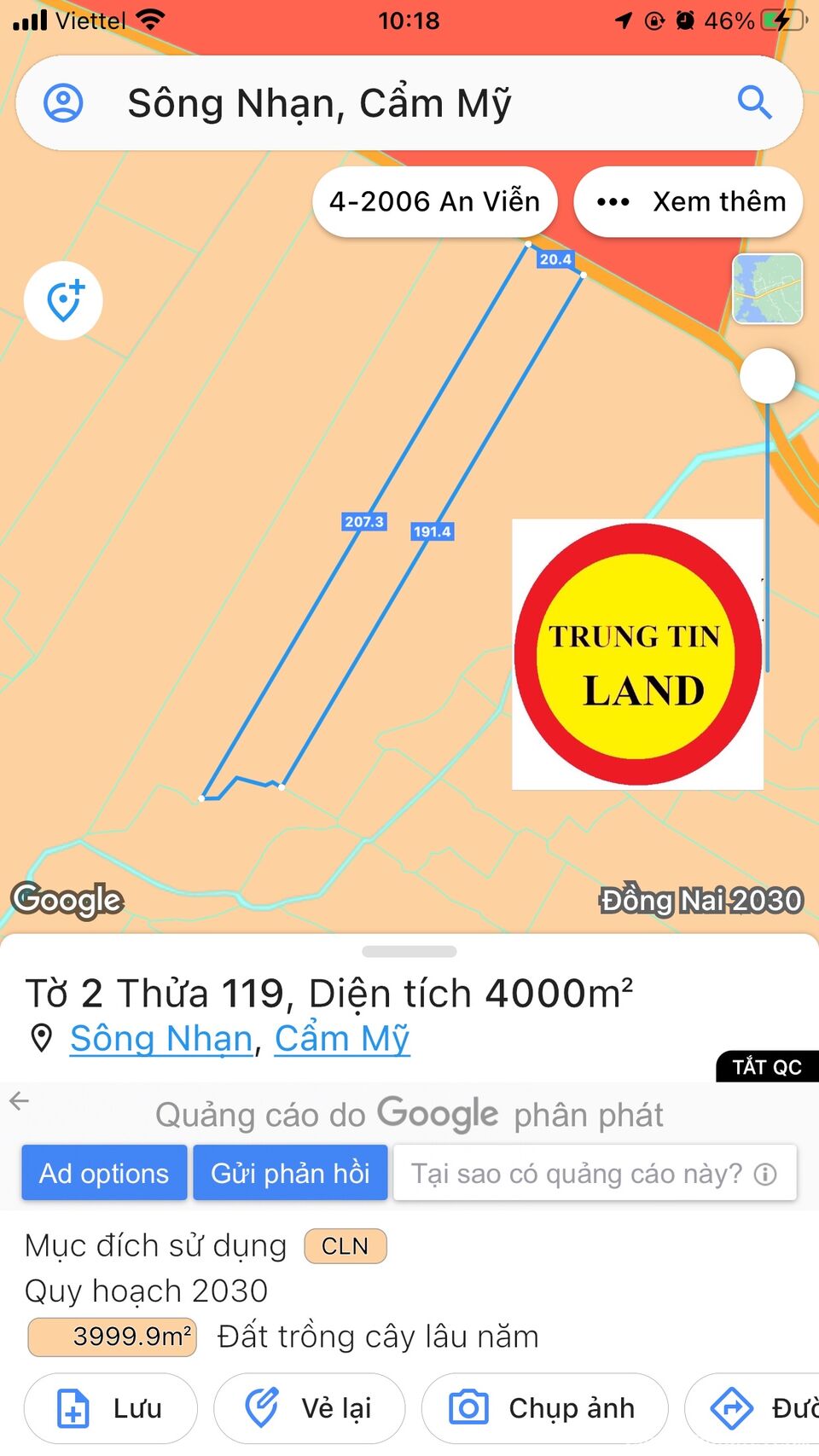 Bán 4 Sào Đất  Gần Sân Bay Long Thành Giá 1,4 Tỷ/ Sào. 