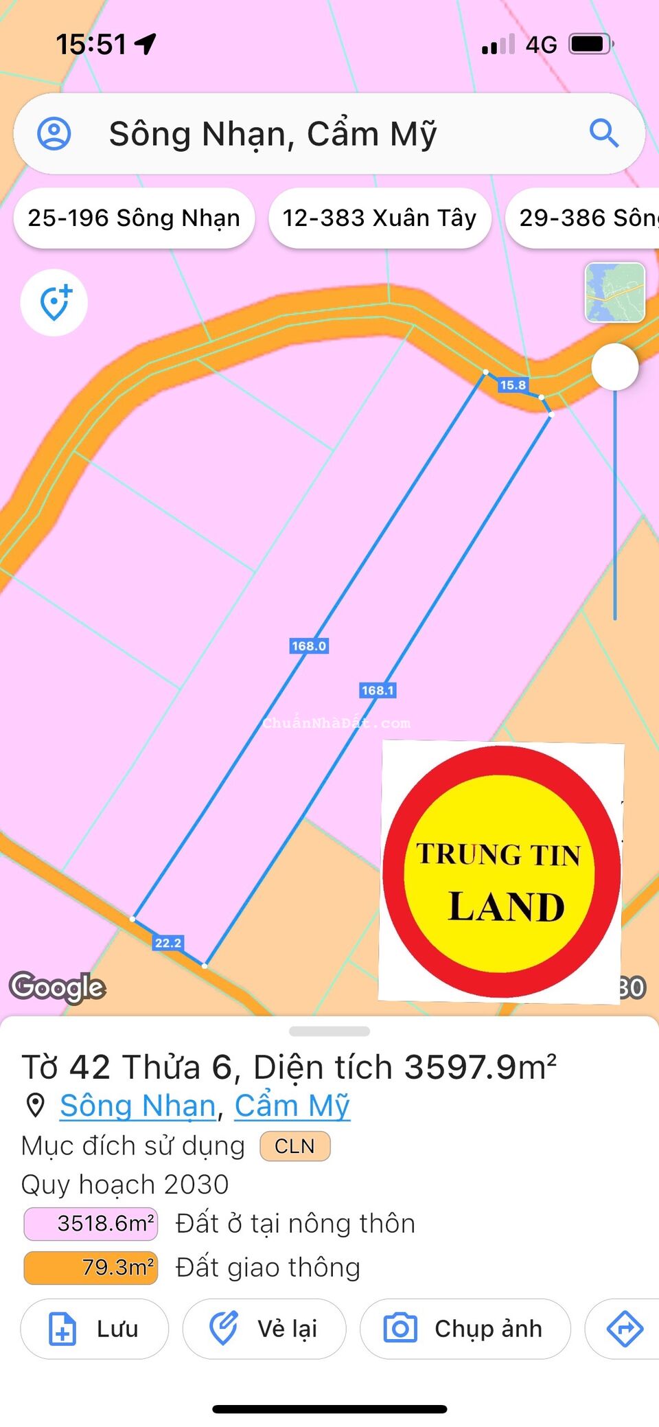 Cần Tiền Bán 3,5 Sào Đất  Sông Nhạn , Cẩm Mỹ.