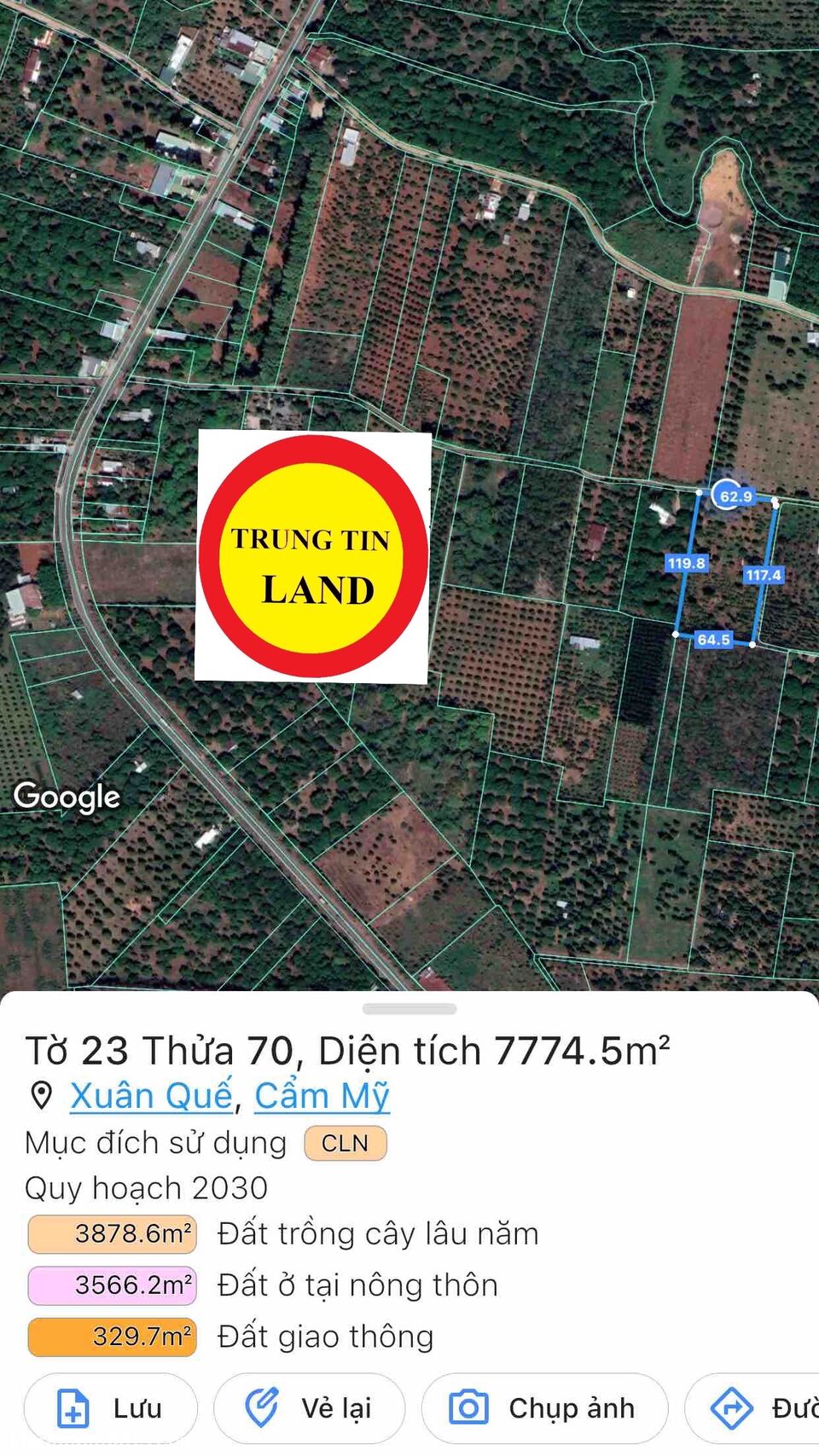 Bán 3 Sào Đất  Gần Sân Bay Long Thành Giá 1,65 Tỷ/ Sào.