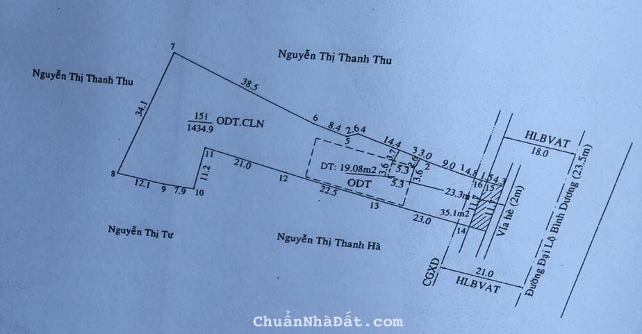 ĐẤT CHÍNH CHỦ MẶT TIỀN ĐẠI LỘ BÌNH DƯƠNG, PHƯỜNG HIỆP AN, TP.THỦ DẦU MỘT