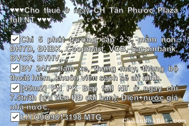 ♥️♥️♥️Cho thuê ở ngay CH Tân Phước Plaza full NT.♥️♥️♥️