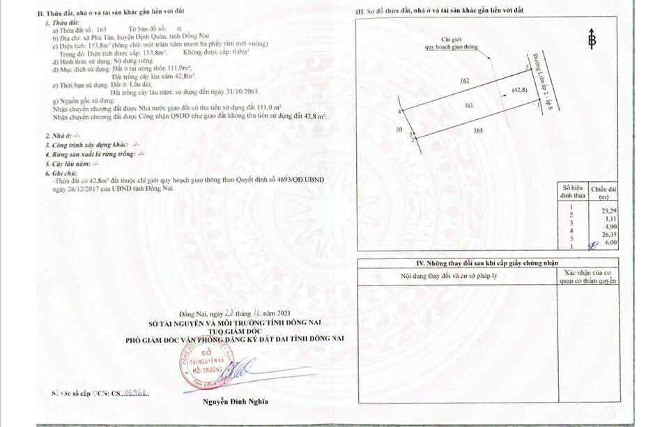 Cần bán lô đất 153,8m2 mặt tiền đường liên ấp 2 ấp 8 xã Phú Tâm giá 753.620.000VND