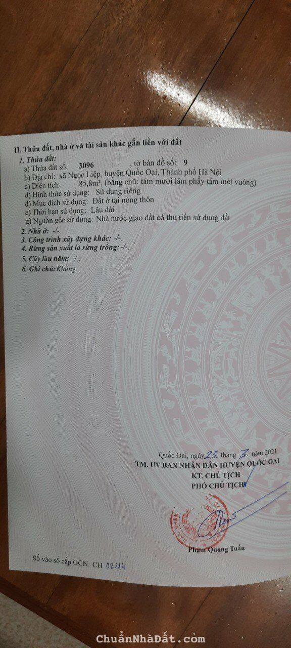 Bán Đất Ngọc Liệp - Quốc Oai - Hà Nội