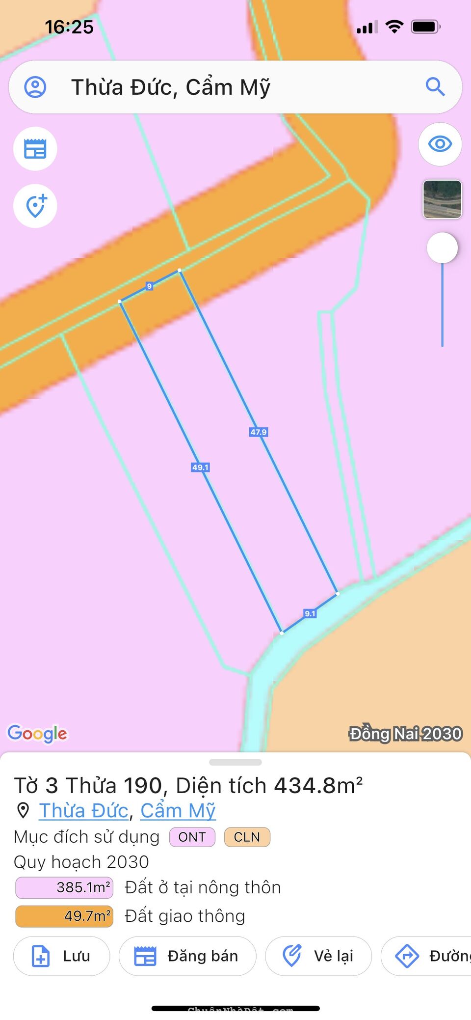 Đất sổ đỏ 435m2 sẵn 100m2 thổ cư cách khu công nghiệp sân bay Long Thành 170m - 1.9 tỷ (chính chủ)