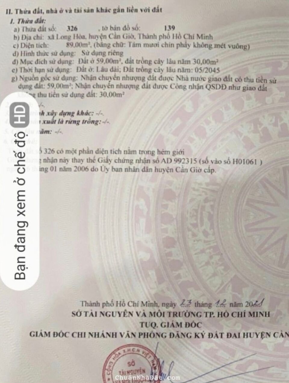 Chủ cần Bán Lô Đất , cần Giờ , Mặt Tiền Đường Duyên Hải , Xã Long Hòa, DT 89m2 Giá Đầu Tư Sinh Lời 