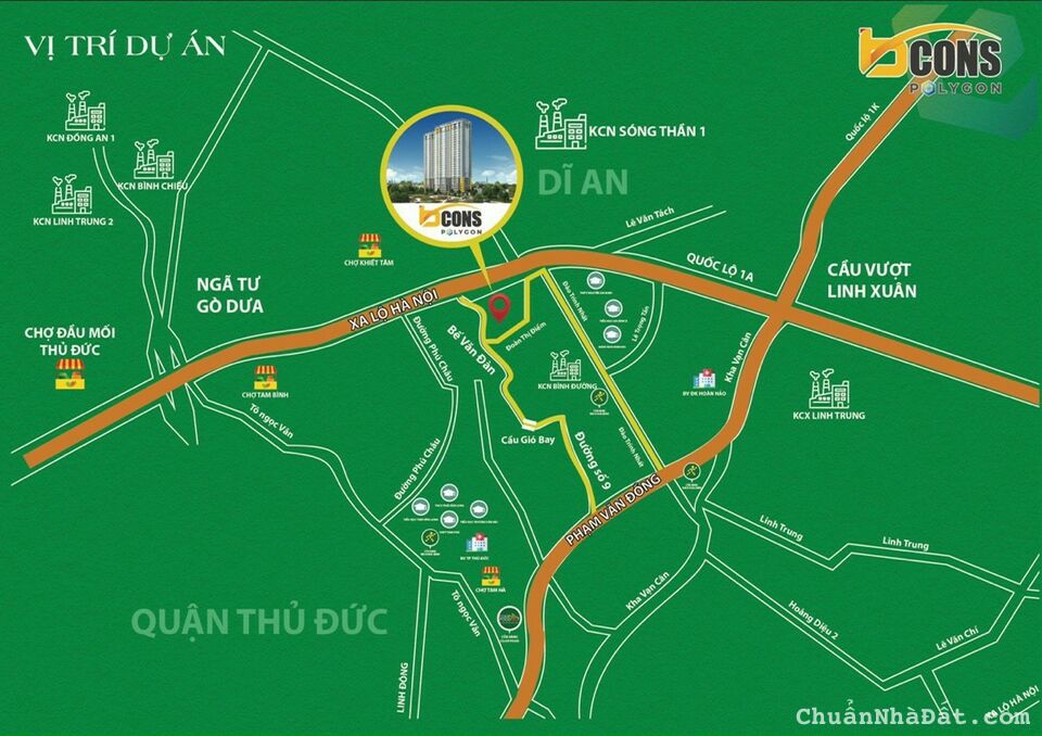 Bán CHCC MỚI VỪA RA MẶT CỦA CĐT BCONS POLYGON VỊ TRÍ ĐẸP SÁT PHẠM VĂN ĐỒNG GIÁ 1,6 TỶ