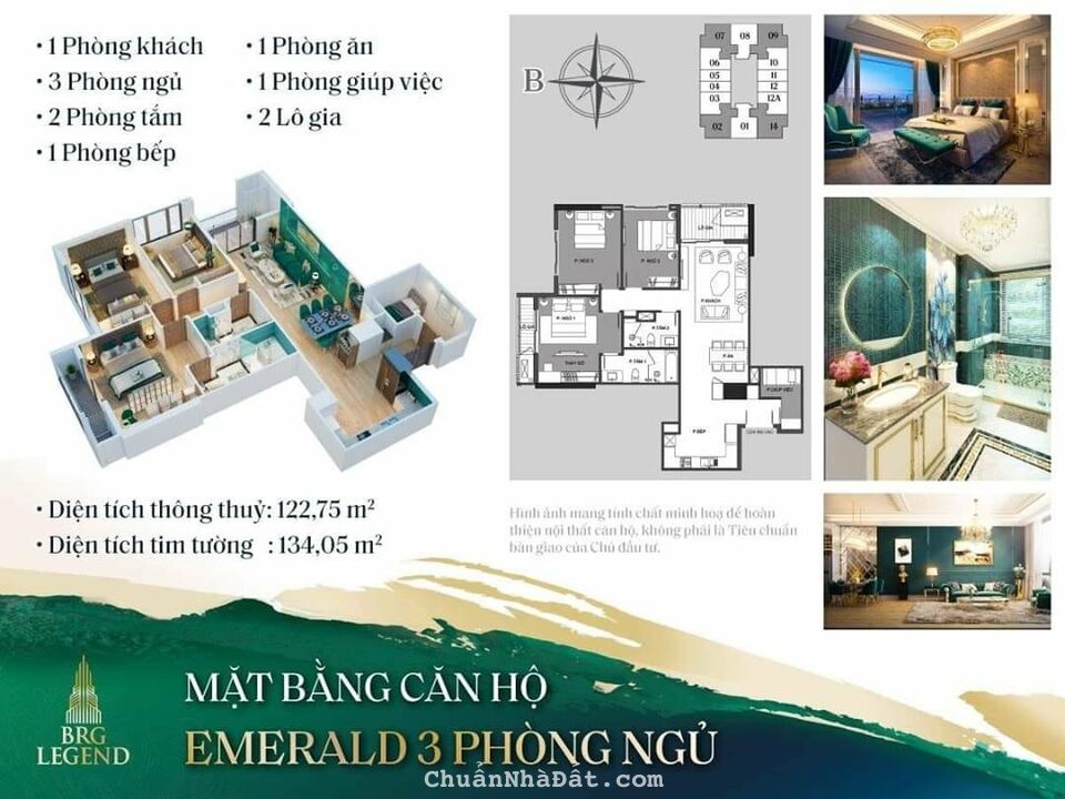 Căn góc 3 phòng ngủ tại dự án chung cư đẳng cấp BRG Legend, chiết khấu khủng. 