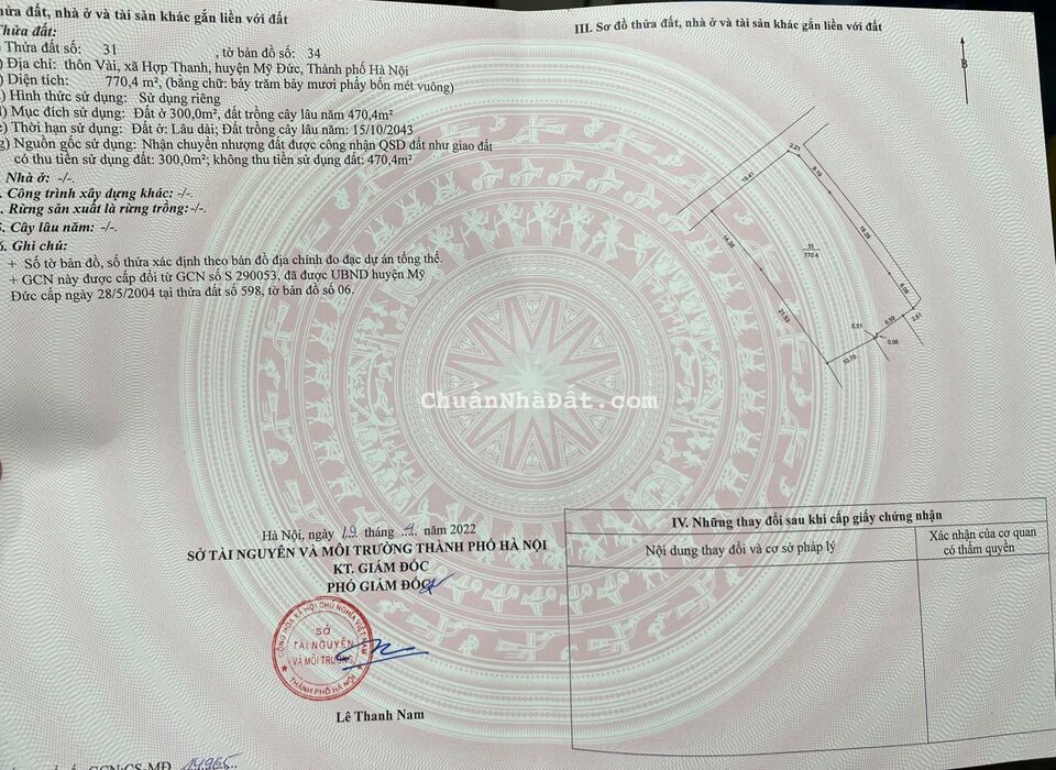 ĐẤT ĐẸP TẠI HỢP THANH  MỸ ĐỨC,SỔ ĐỎ CHÍNH CHỦ SANG TÊN TRONG NGÀY