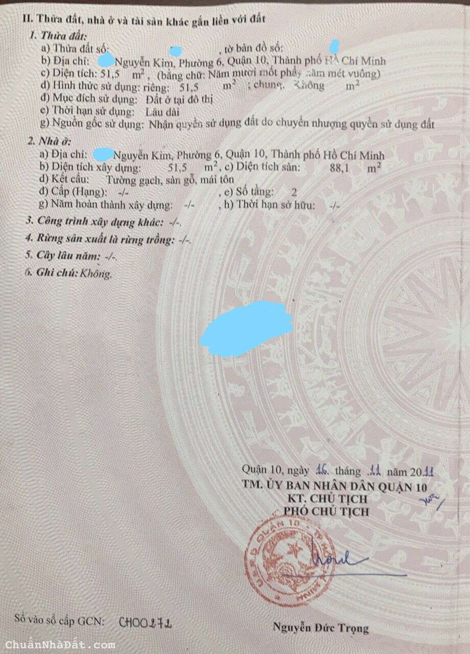Bán nhà góc 2 MT Nguyễn Kim,p6-q10,DT:5x11=52m-21 ty.BL