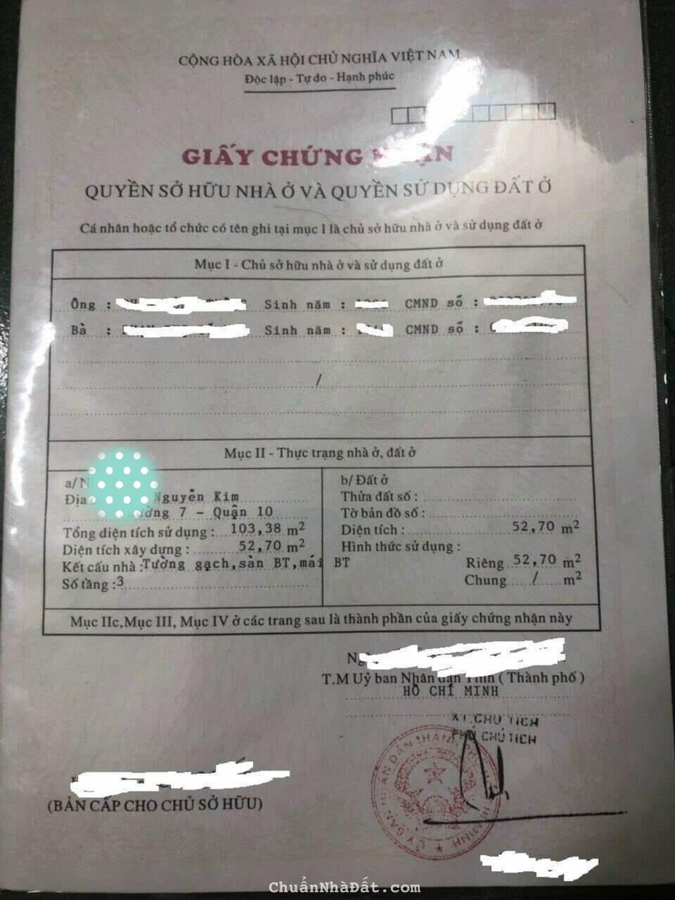 Bán nhà MT góc Nguyễn Kim,p7-q10,DT:5x11=53m-20 ty.TL