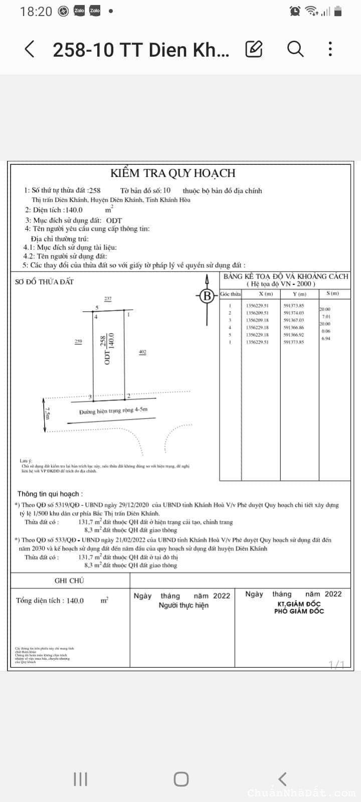Bán lô đất Thị Trấn Diên khánh, Hướng nam đường ô tô 4m QH 7,5m sổ đỏ đất đô thị. 140m2- 12tr/m2
